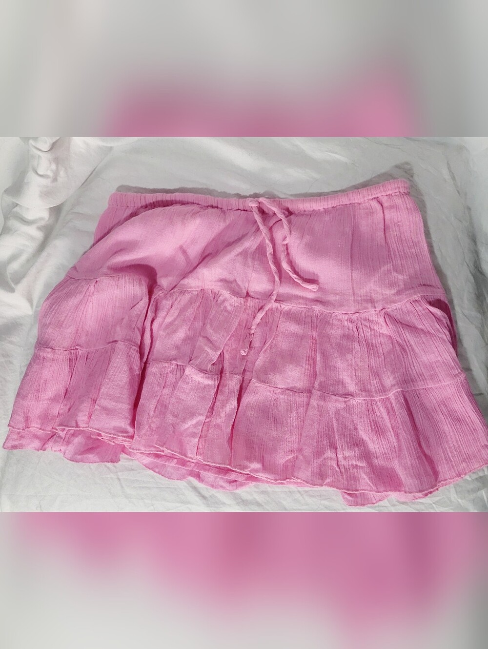 Ingear Pink Skirt Juniors Large Elastic Waist Drawstring Cotton
